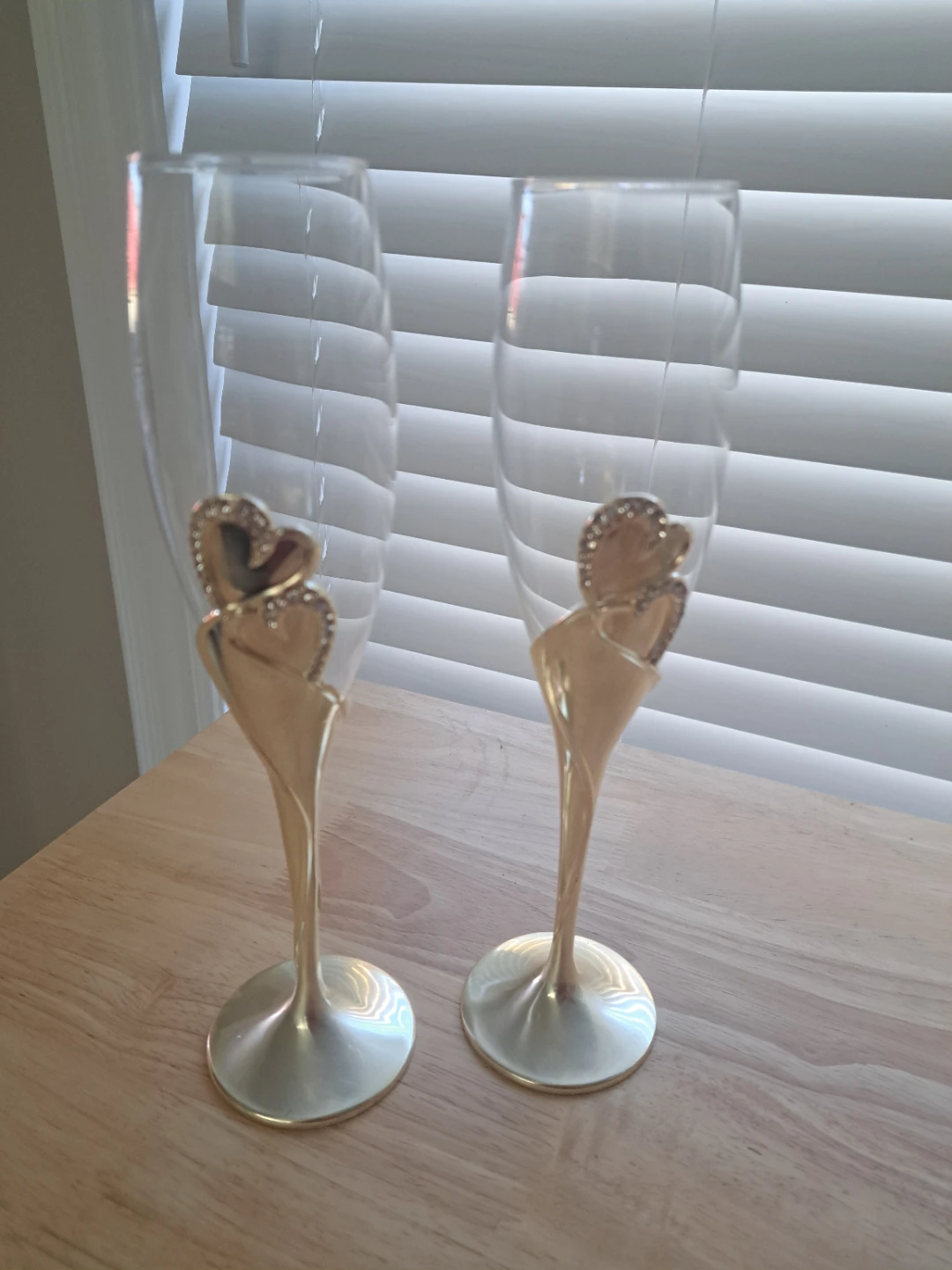 Set of Two Heart-Accent Champagne Flutes