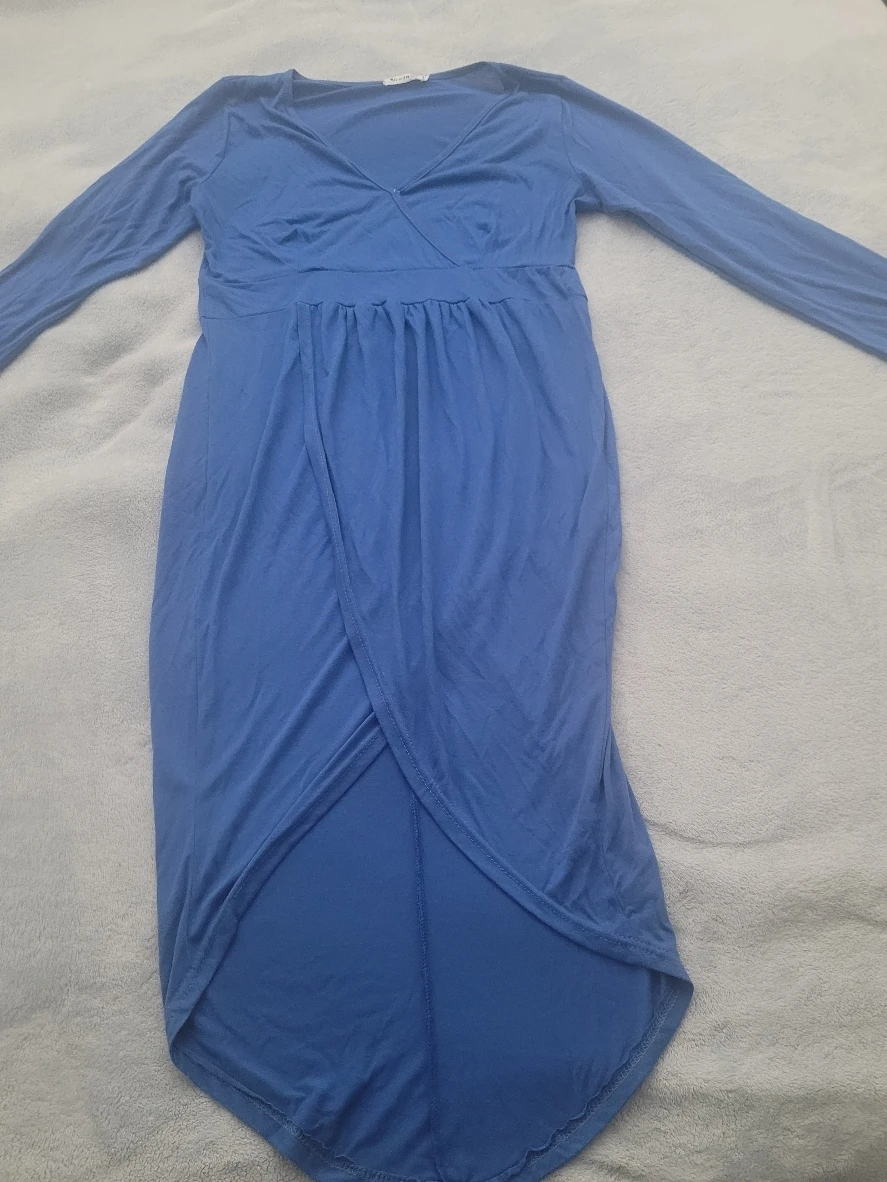 Blue Shein Long Sleeve Wrap Dress