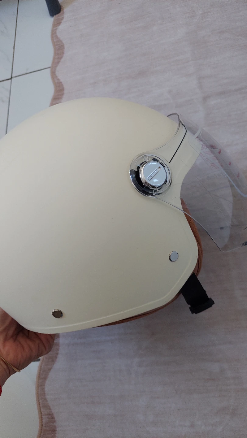 Cream Open Face Motorcycle Helmet - photo 3