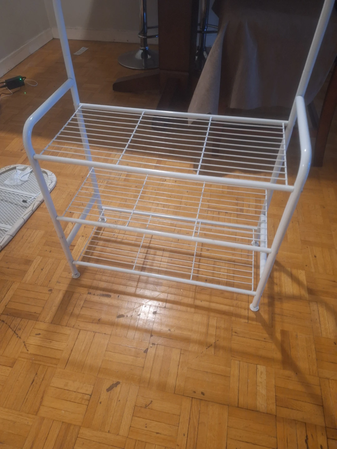 White Metal Coat and Shoe Rack - photo 2