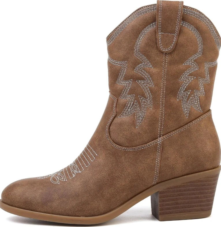 Brown Faux Suede Western Cowboy Boots - photo 2