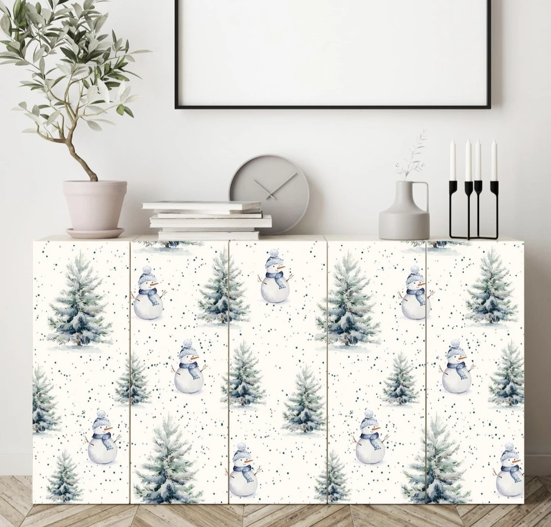 Winter Snowman Peel & Stick VinylWallpaper 17.7" x 118" - photo 2