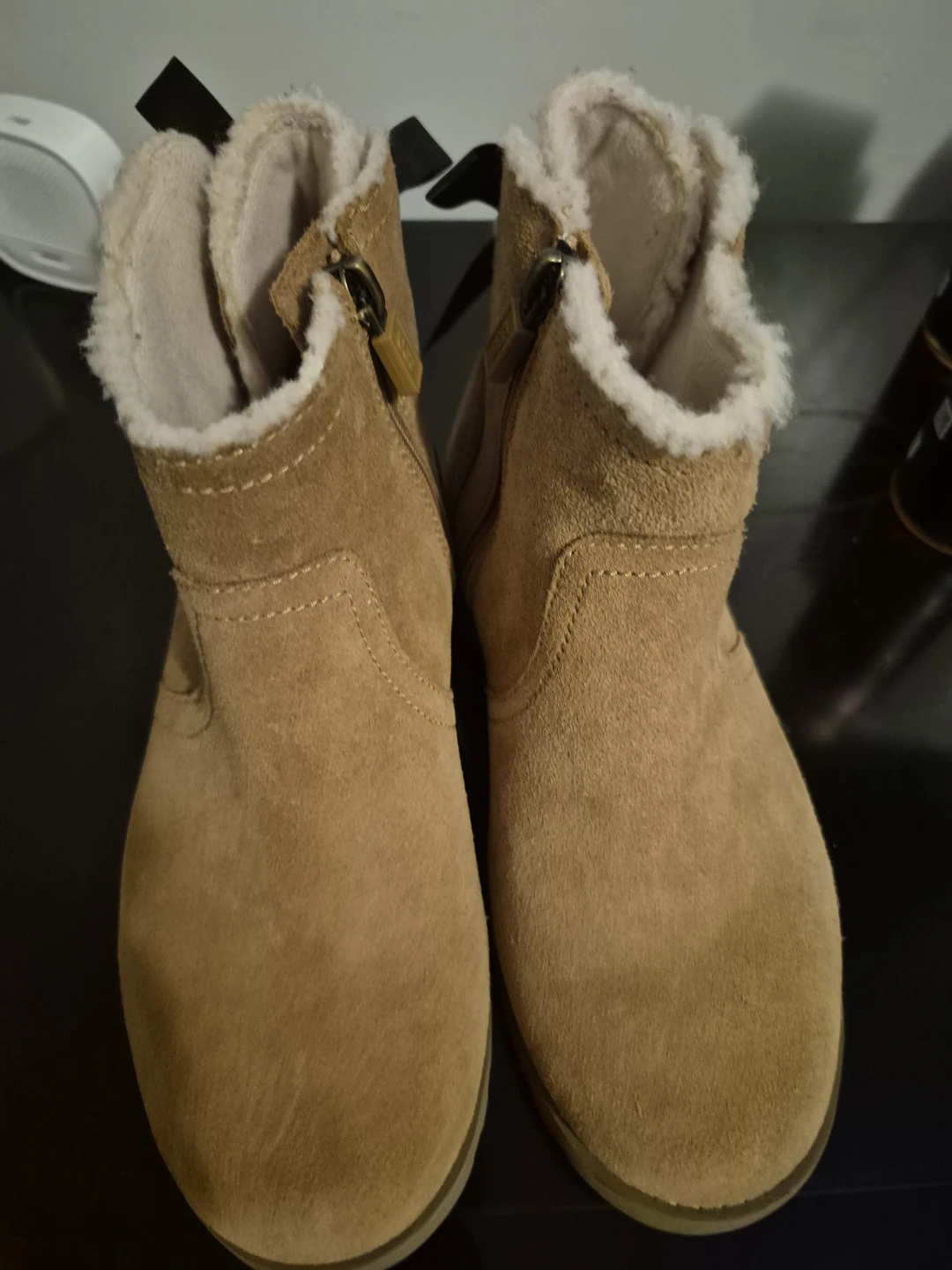 UGG Tan Suede Ankle Boots with Ribbon Detail - photo 2