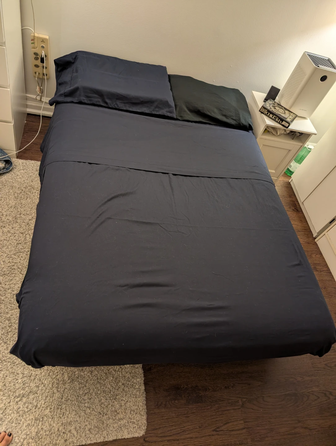Navy Blue Double Bed Sheet Set