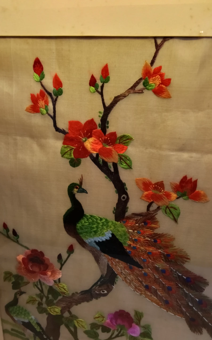 Framed Peacock Silk Embroidery - photo 3