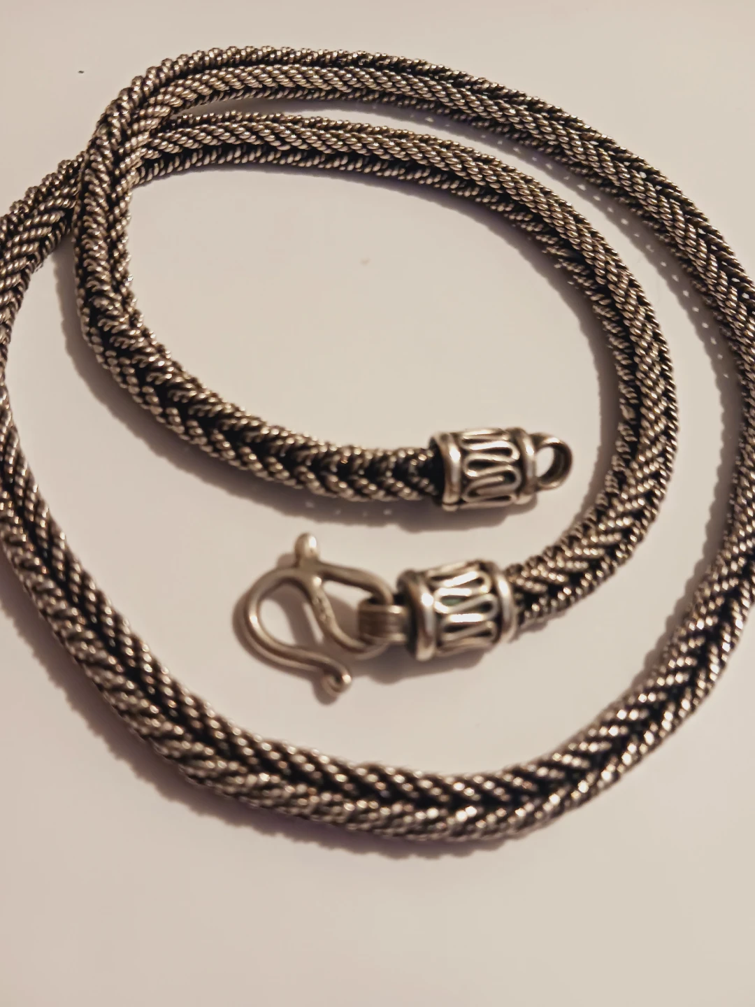 STERLING SILVER 925 BALI HEAVY FOXTAIL WOVEN 19" CHAIN NECKLACE - photo 2