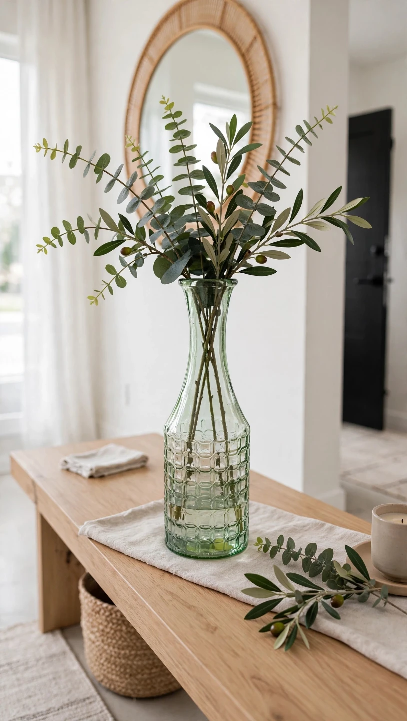 Green Textured Glass Vase