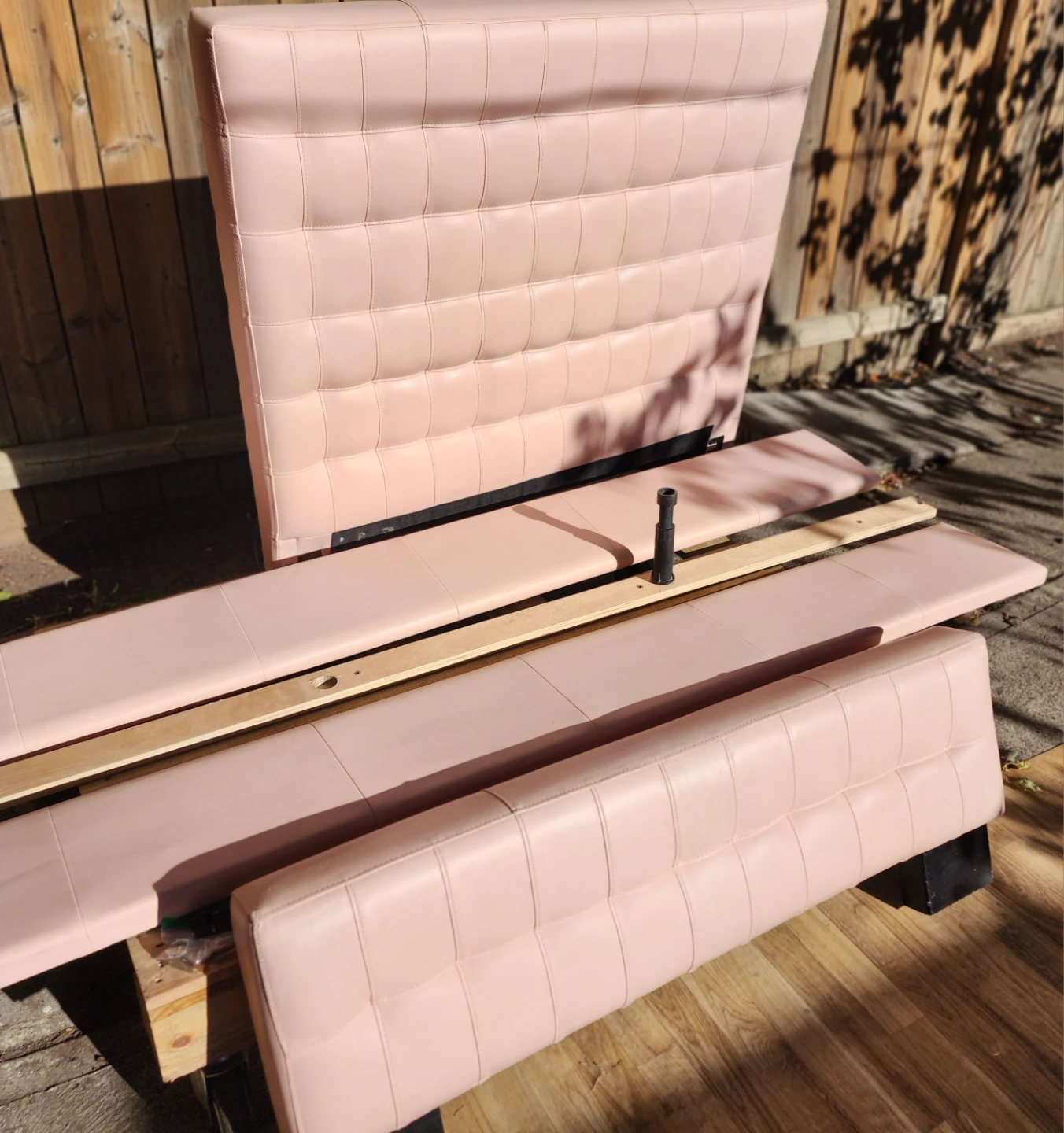 Pink Tufted Faux Leather Bed Frame - photo 2
