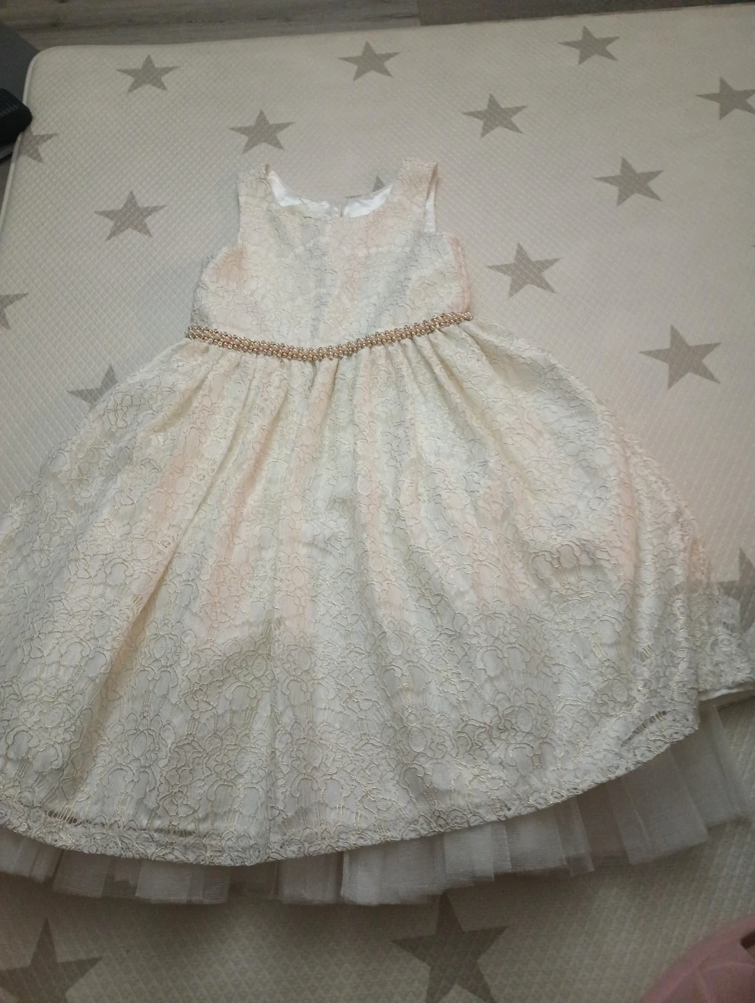 Girls cream lace formal dress