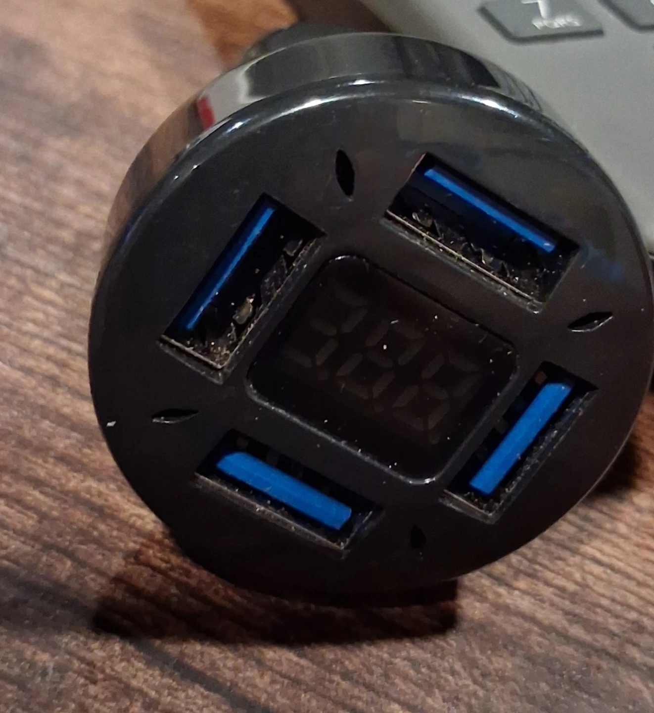 4-Port USB Car Charger with Voltage Display