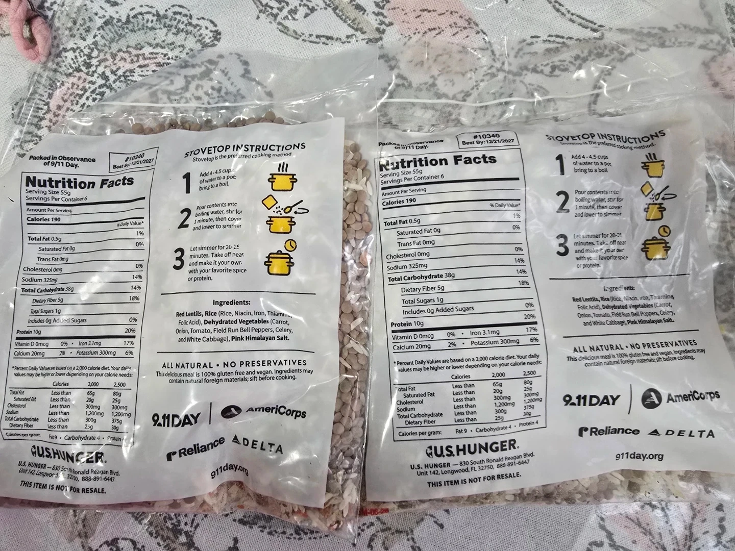 2 Packs of U.S. Hunger Red Lentil Jambalaya - photo 2