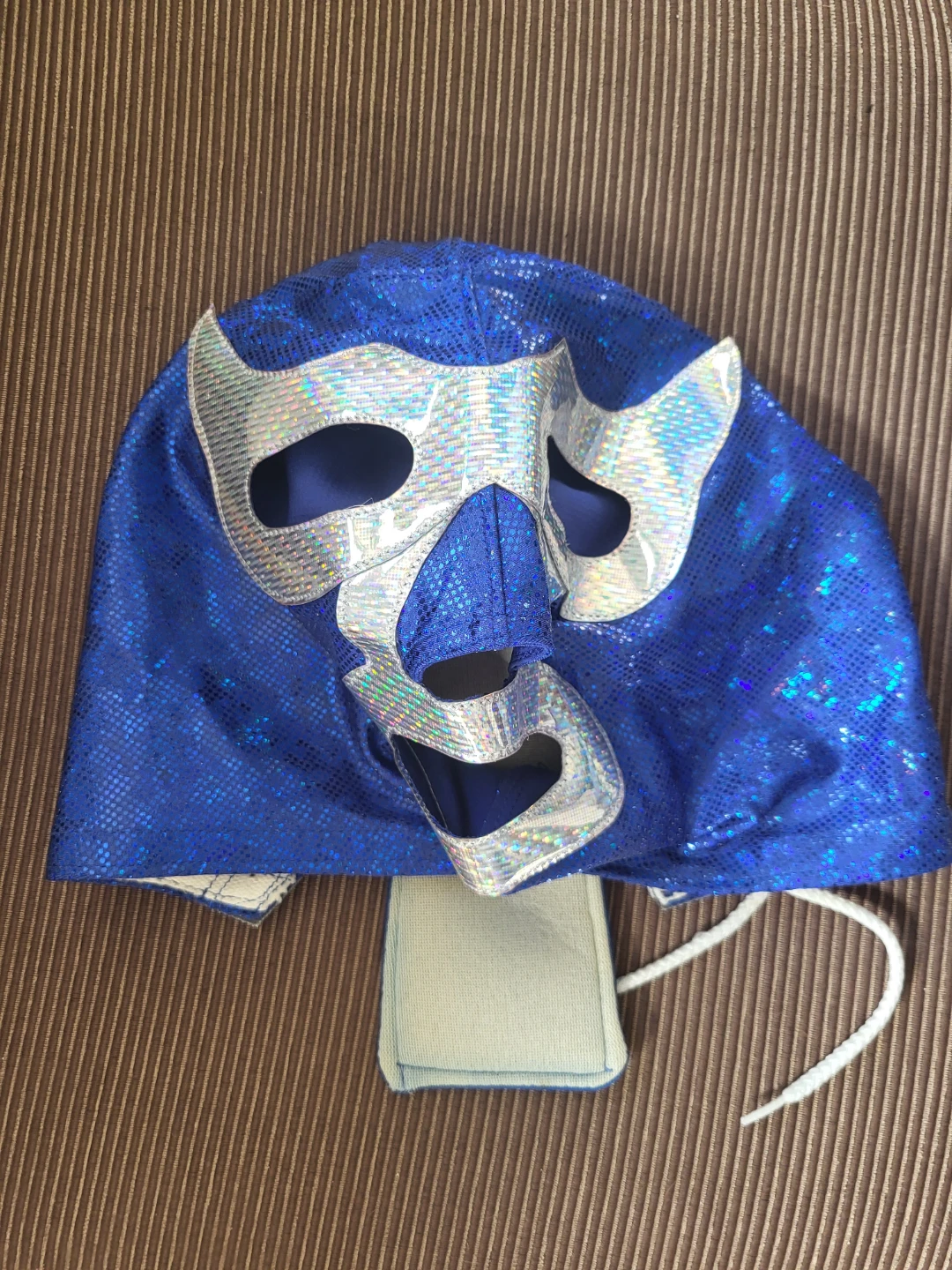 Blue and silver Lucha Libre wrestling mask