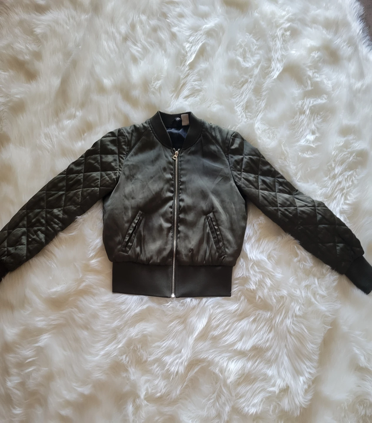Small H&M divided Olive Green Quilted Bomber Jacket