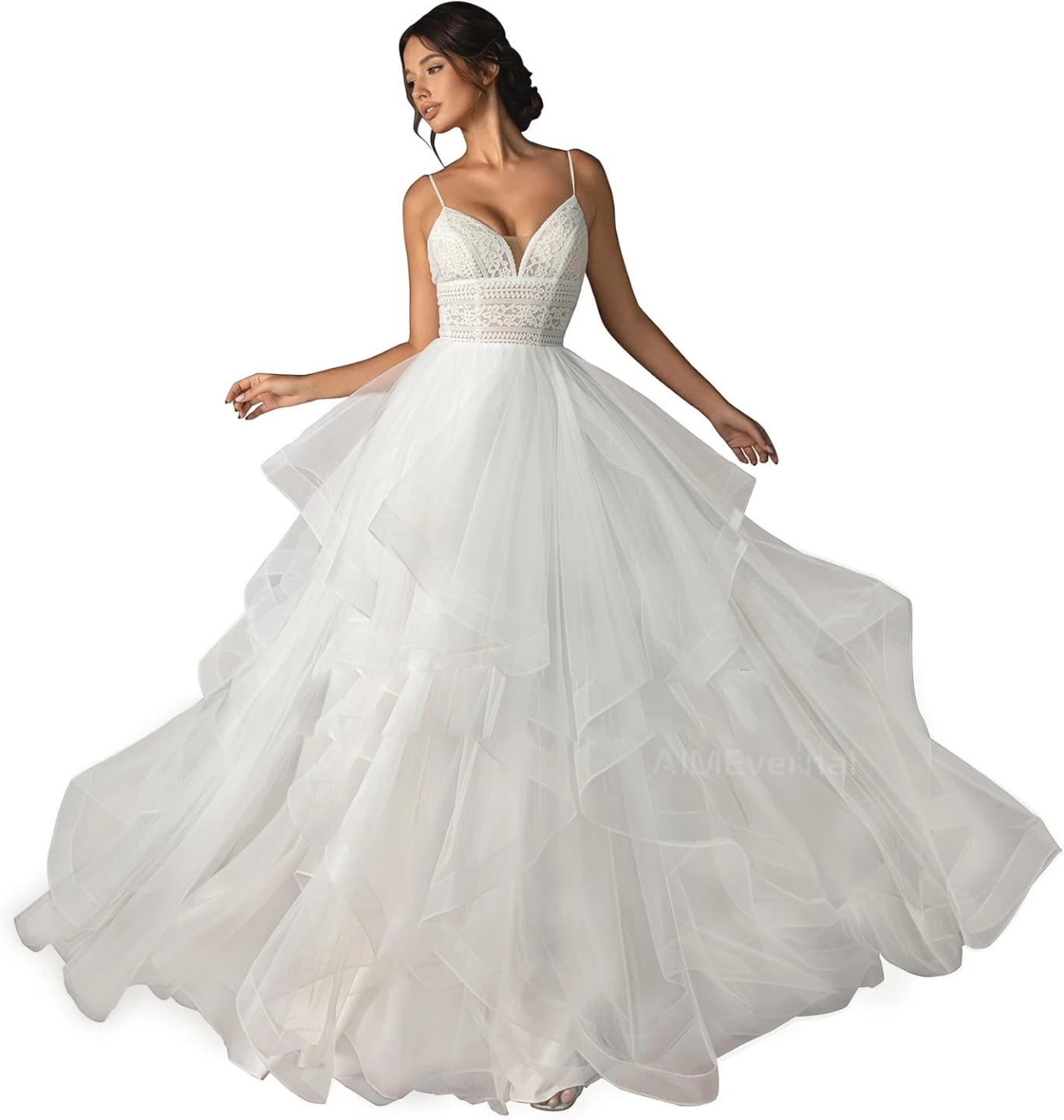 Brand New Boho Destination White Tulle Wedding Dress
