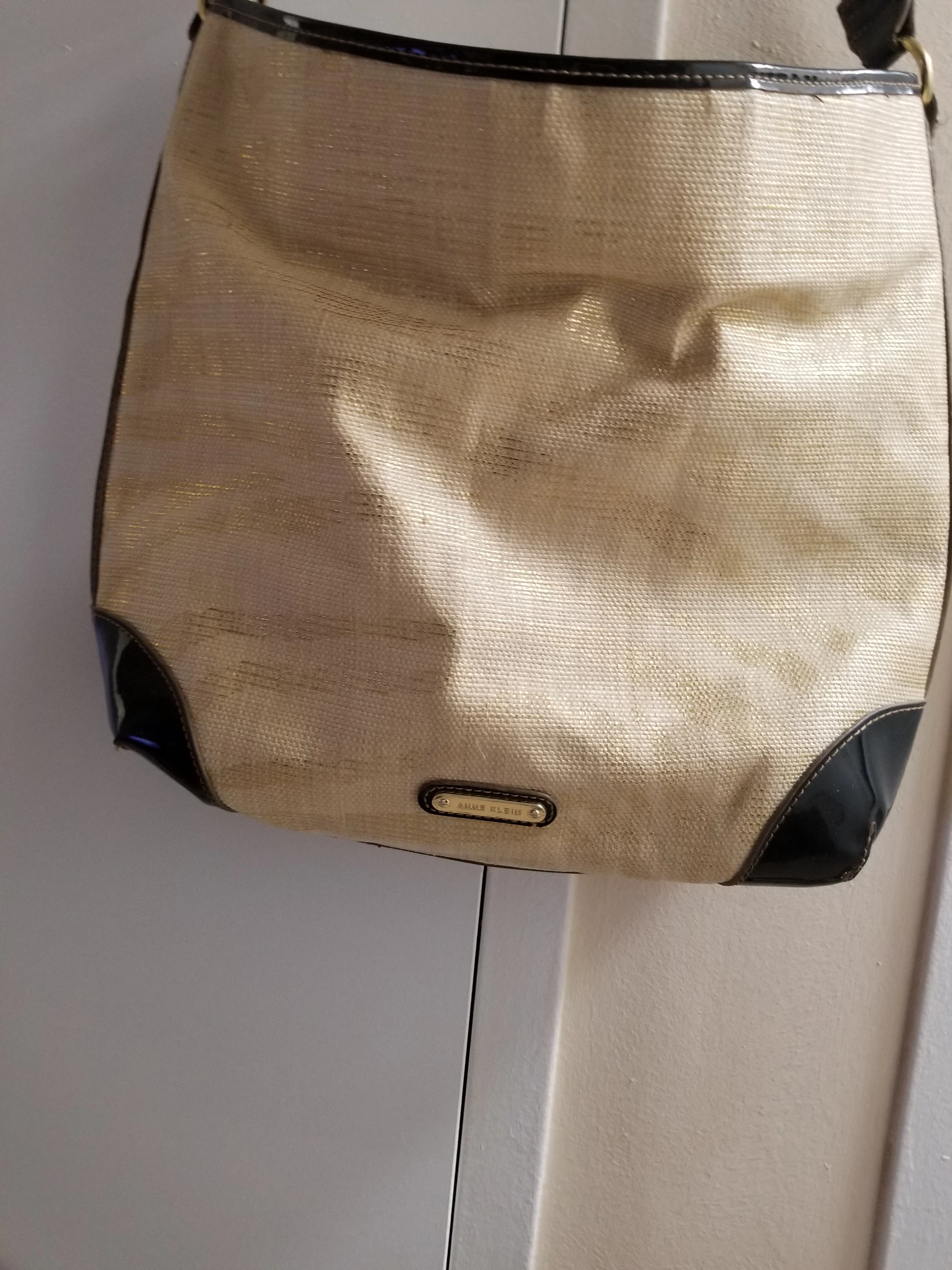 Anne Klein gold and black hobo bag