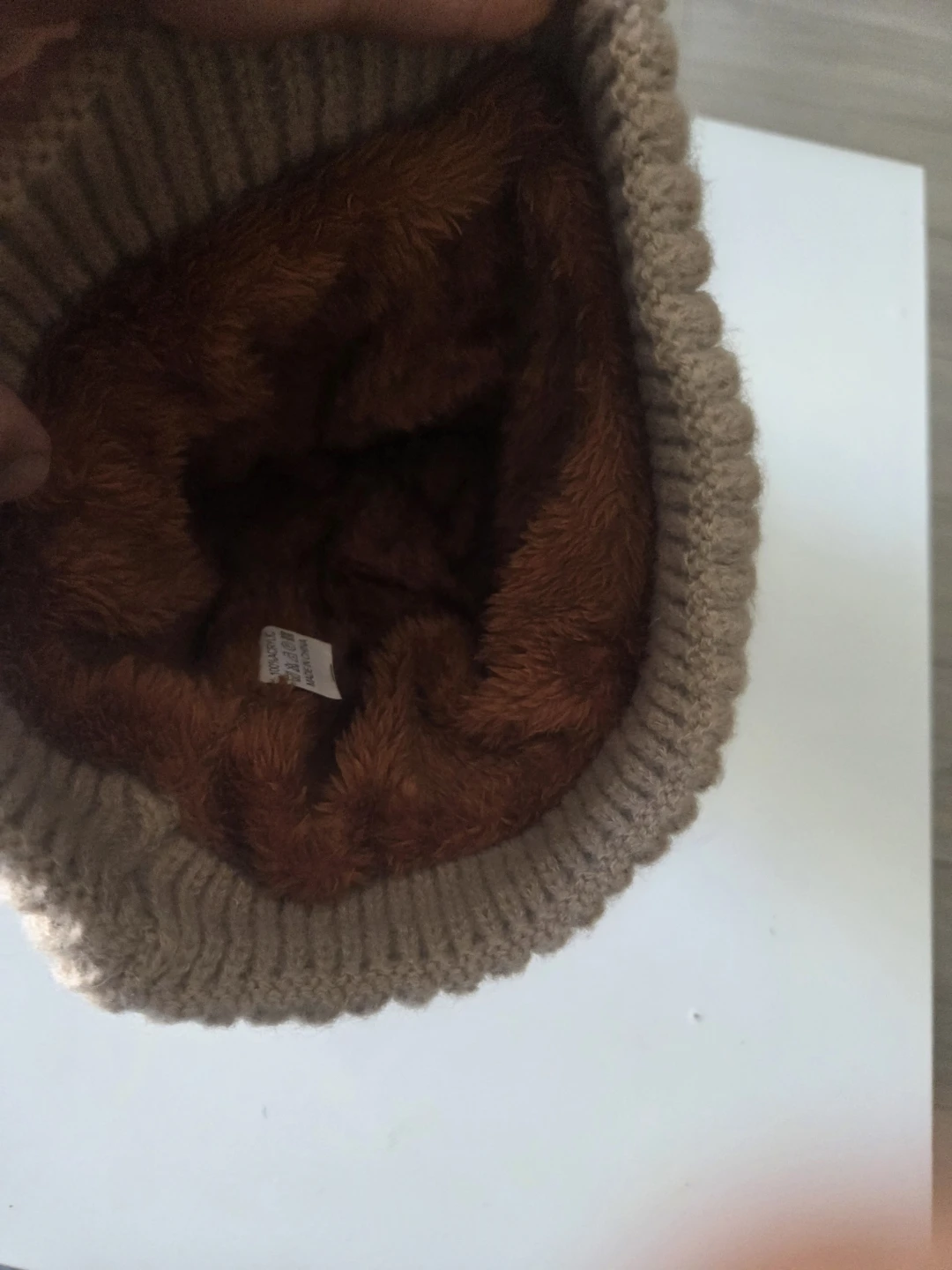Beige Cable Knit Pom Pom Toque - photo 4