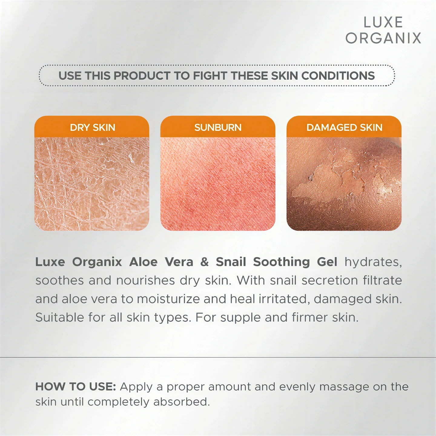LUXE ORGANIX Snail & Aloe Soothing Gel 300ml - photo 4