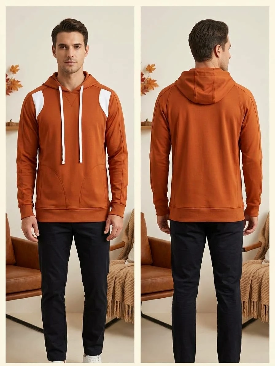Elite Performance Hoodie - Burnt Orange/White -Small