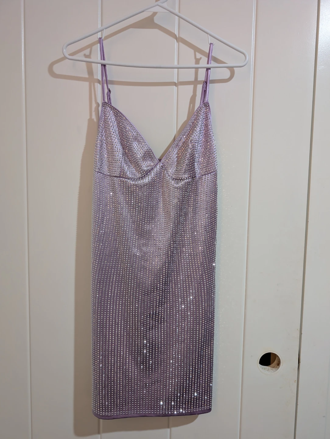 Lilac Rhinestone Mini Dress
