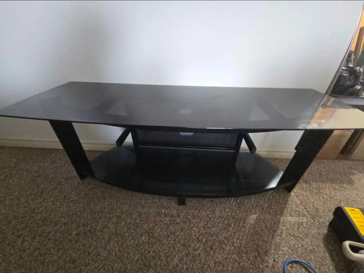Black Glass TV Stand （moving sale)
