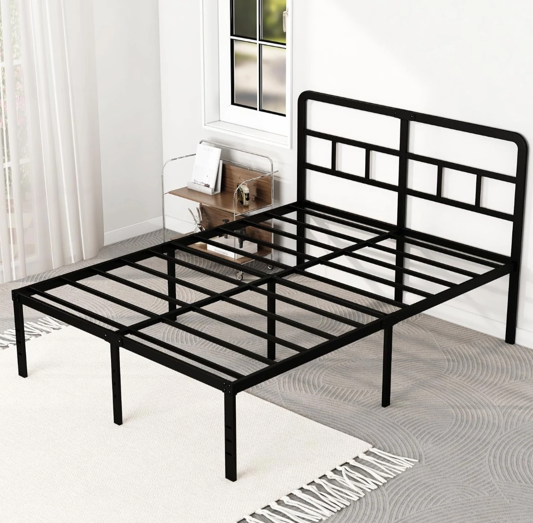 Queen size black metal bed frame