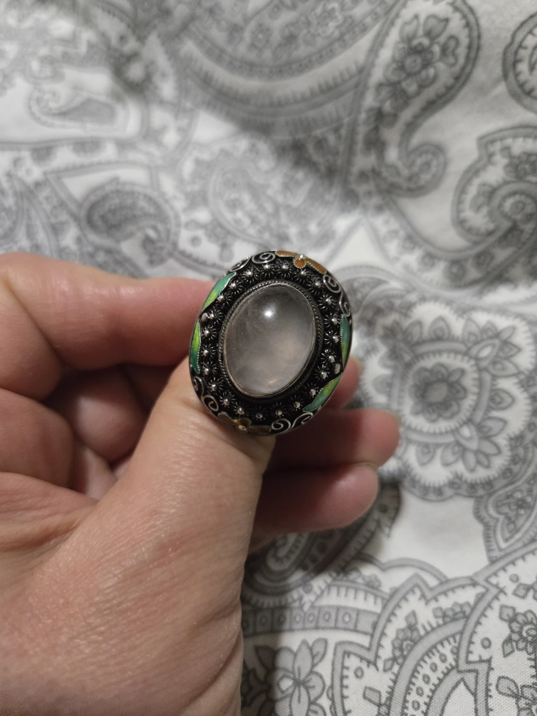 Vintage Filigree Cloisonne quartz Ring - photo 3