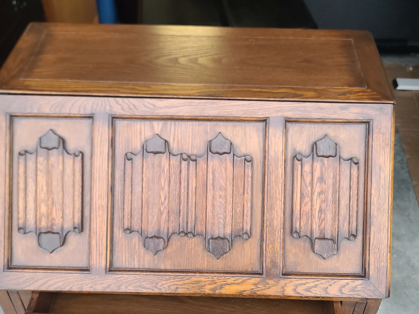 Vintage Carved Oak Secretary Desk - photo 2