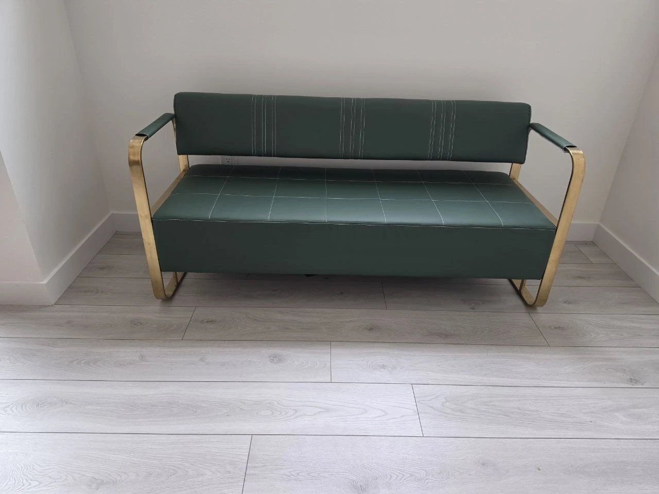 Modern Metal and Leatherette Bench