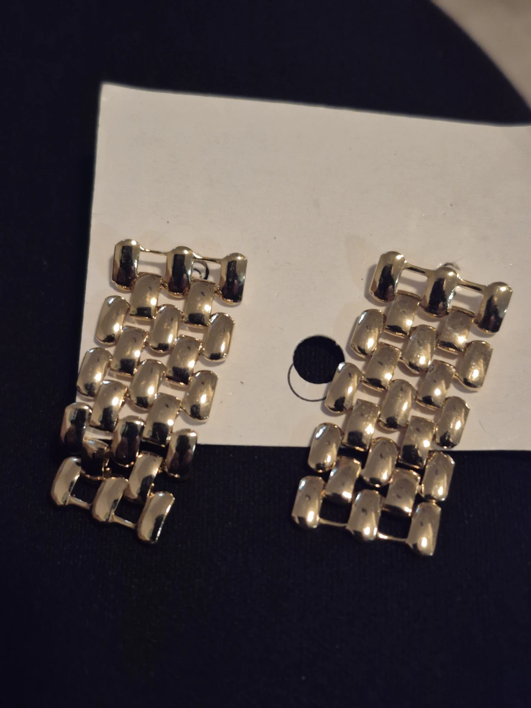 Gold-tone Link Design Drop Earrings