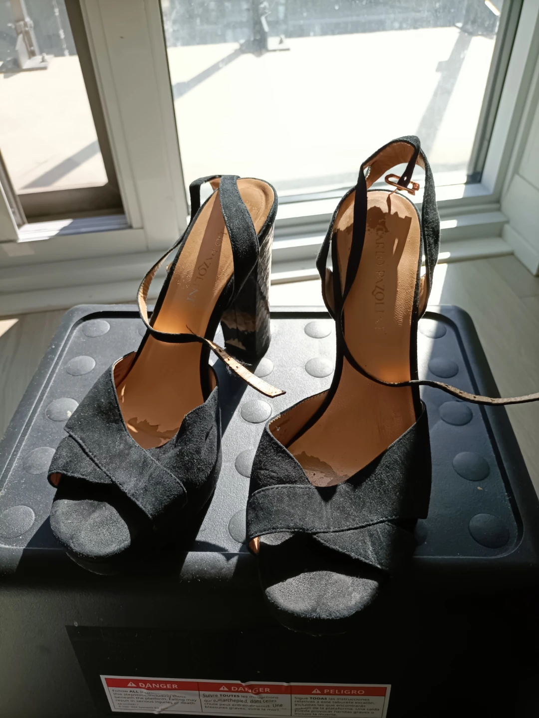 Carlo Pazolini black suede platform heels