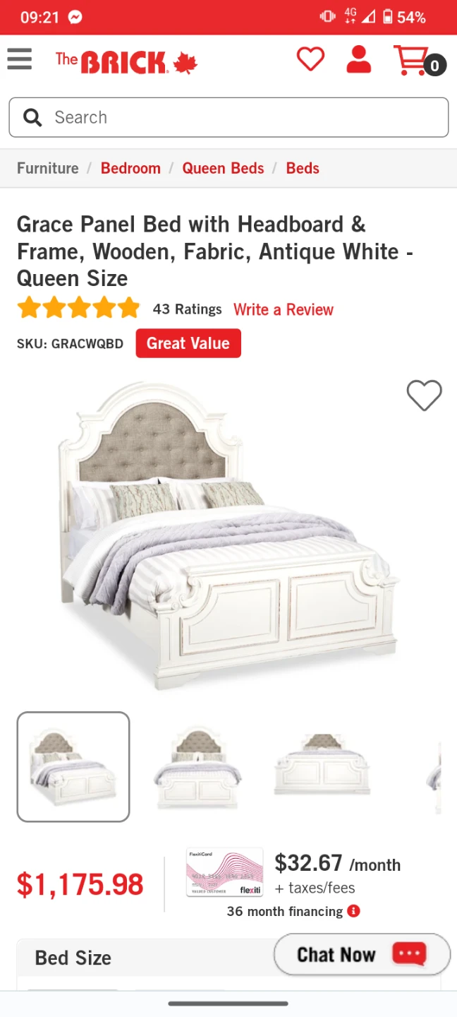 Grace Panel Queen Bed with Headboard and Frame