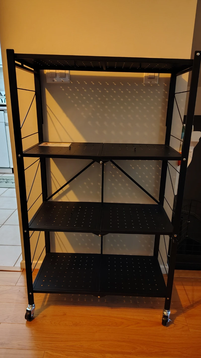 Black 4-Tier Folding Metal Shelving Rack