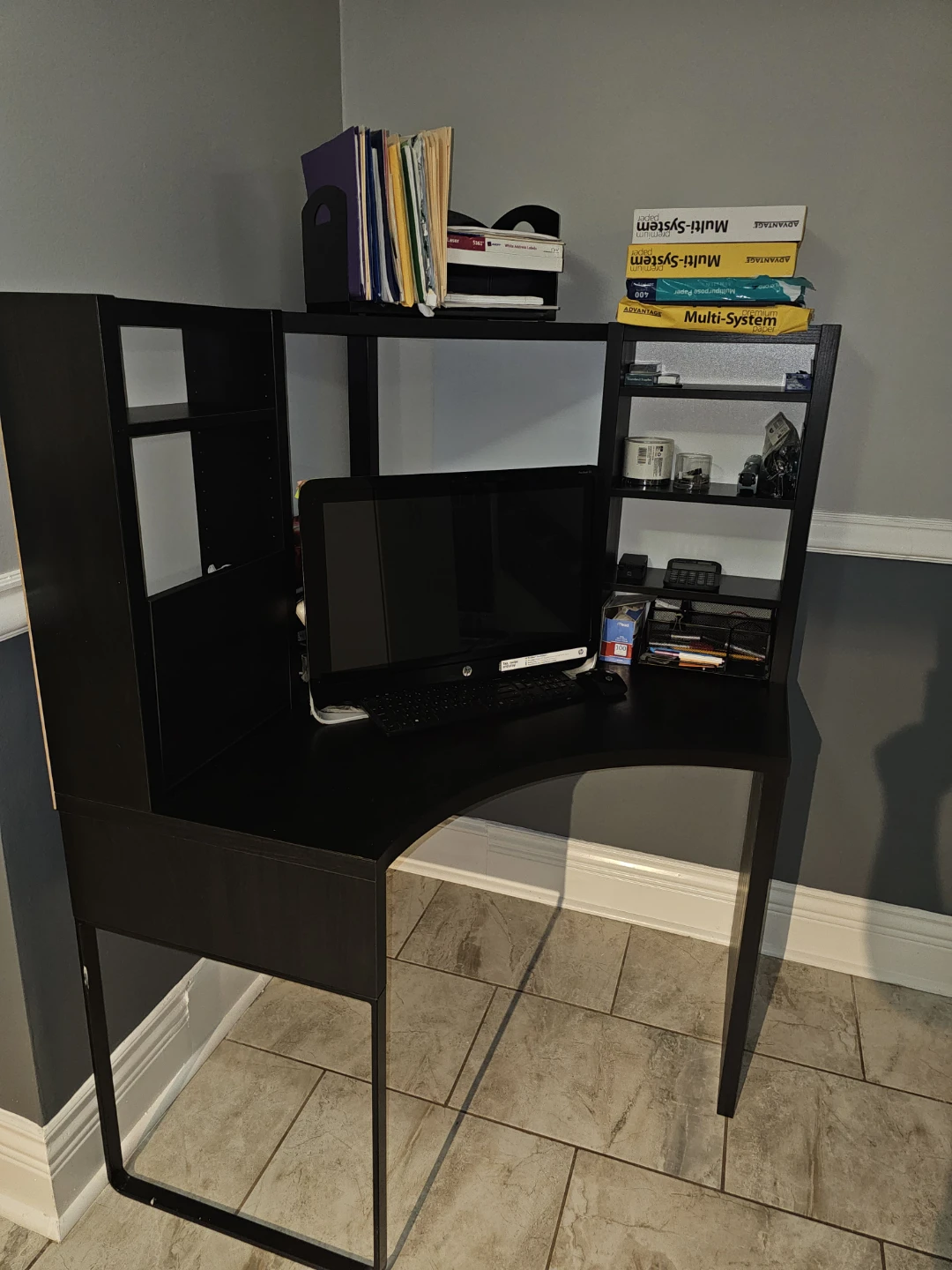 Black Corner Desk with Shelving - photo 3