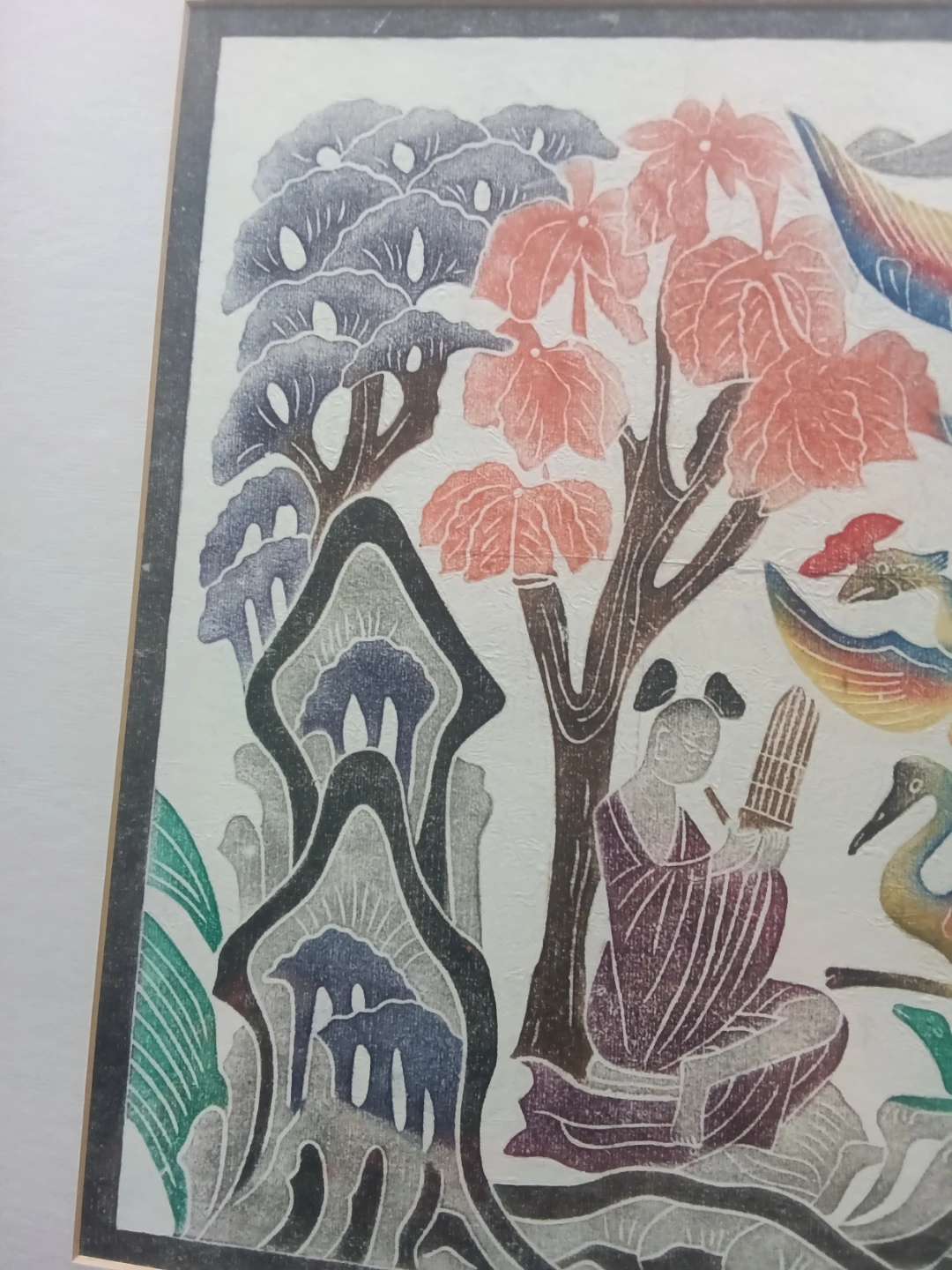 Vintage 20thC Chinese Folk Art Woodblock Print - photo 5