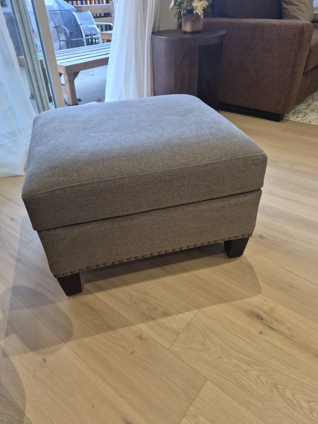 Grey Fabric Storage Ottoman