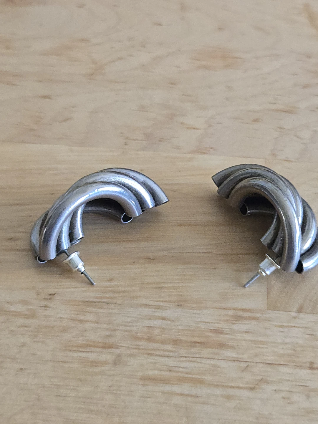Silver-Tone Tube Design Stud Earrings - photo 2