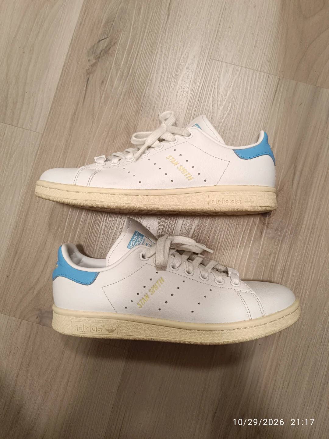 Adidas Stan Smith White and Blue Sneakers