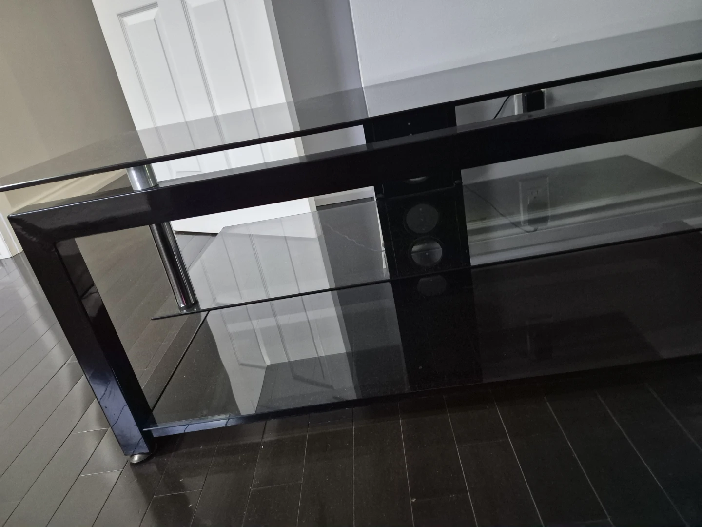 Modern Black Glass TV Stand - photo 2