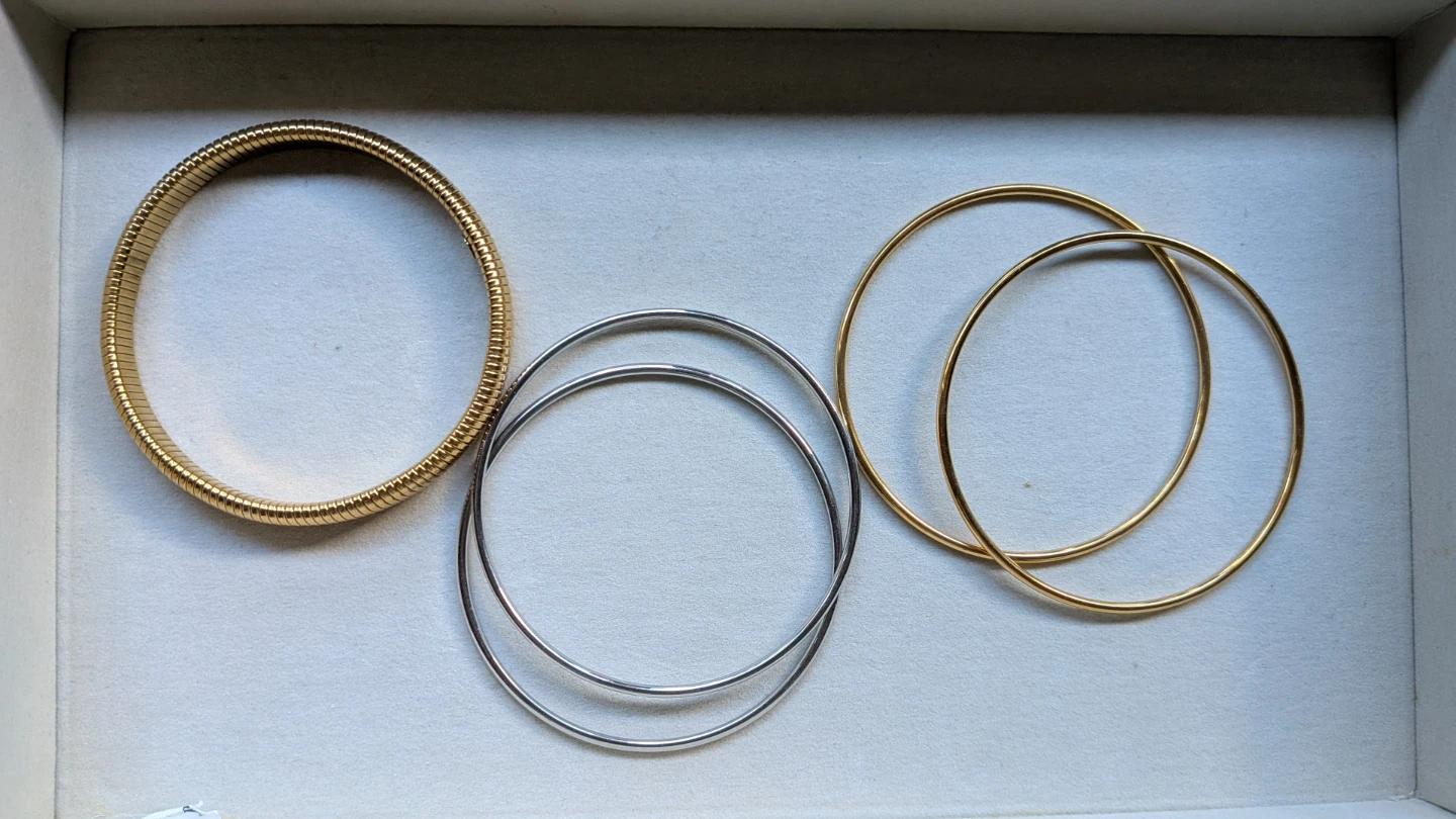 Set of 5 Assorted Stainless Steel Bangle Bracelets