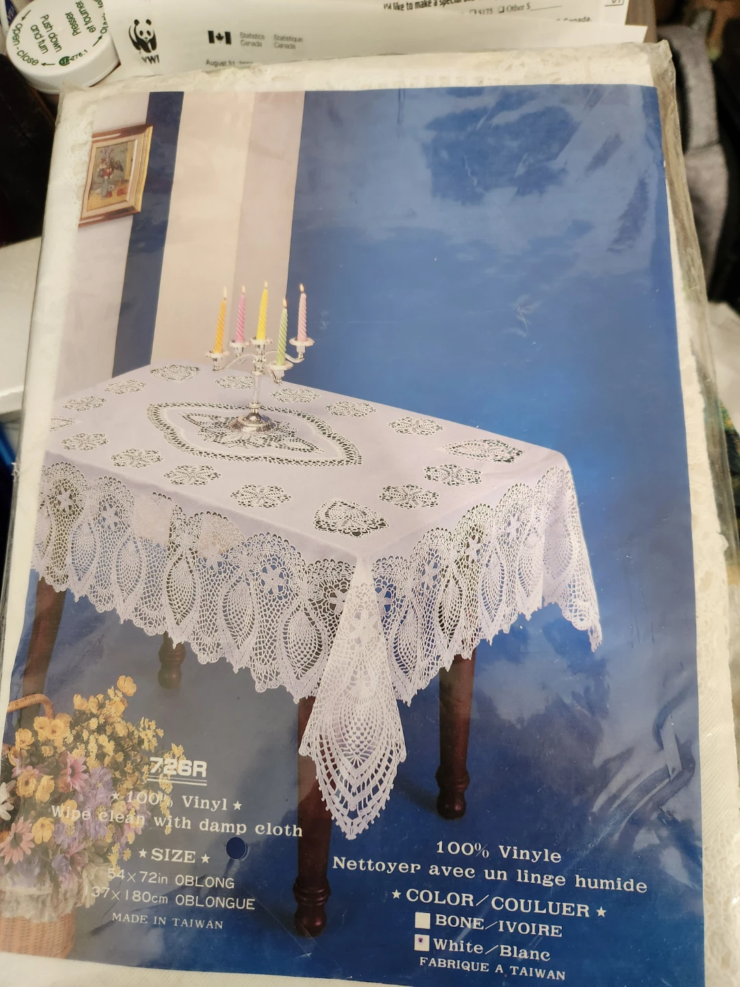 New White Vinyl Lace Tablecloth - photo 2