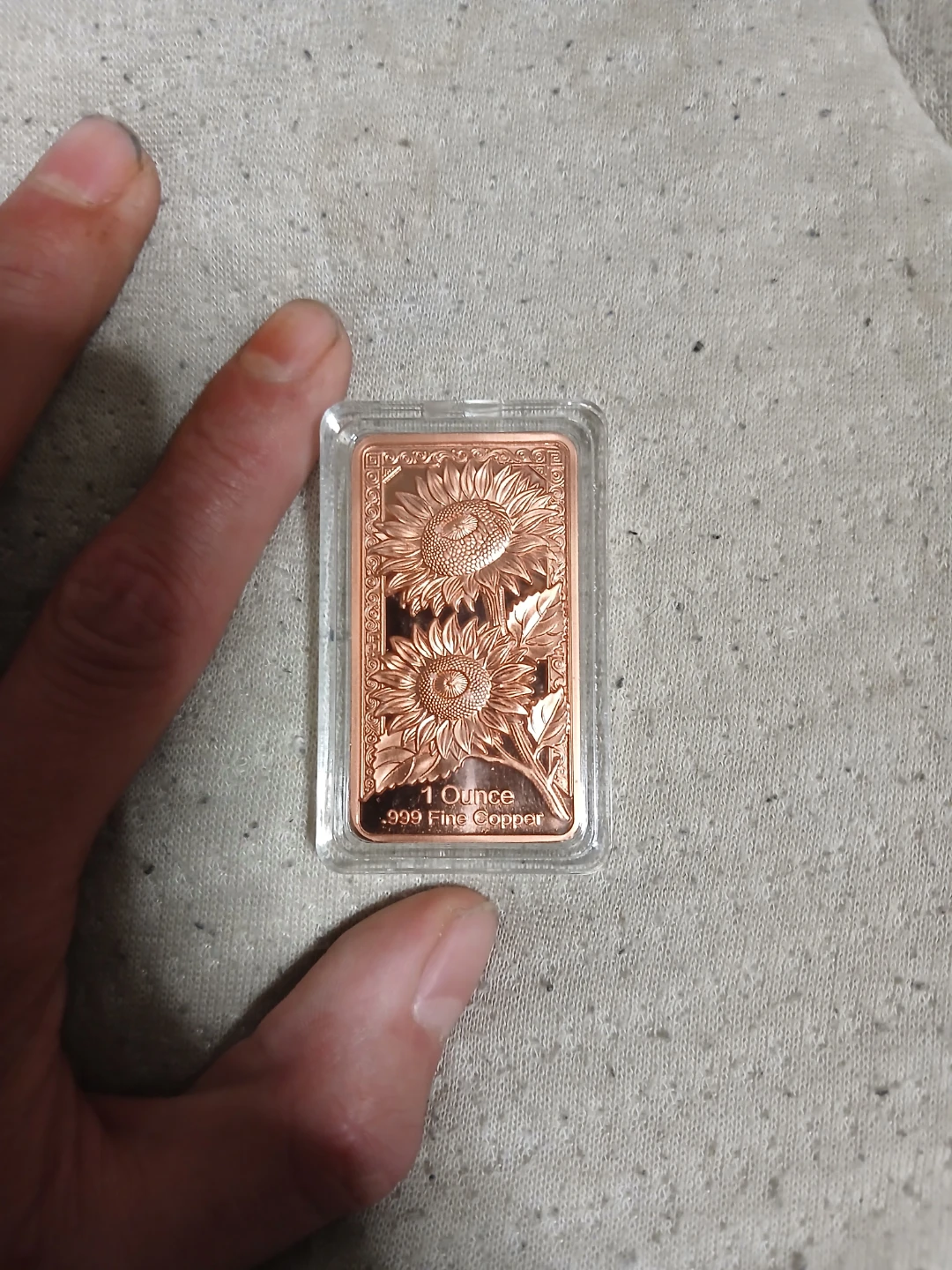 1 Ounce .999 Fine Copper Sunflower Commemorative Bar