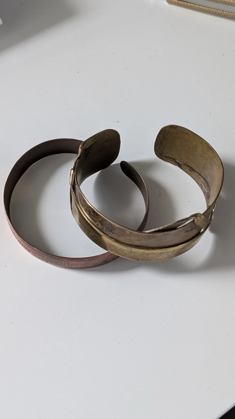 Two Vintage Metal Cuff Bracelets (Copper)