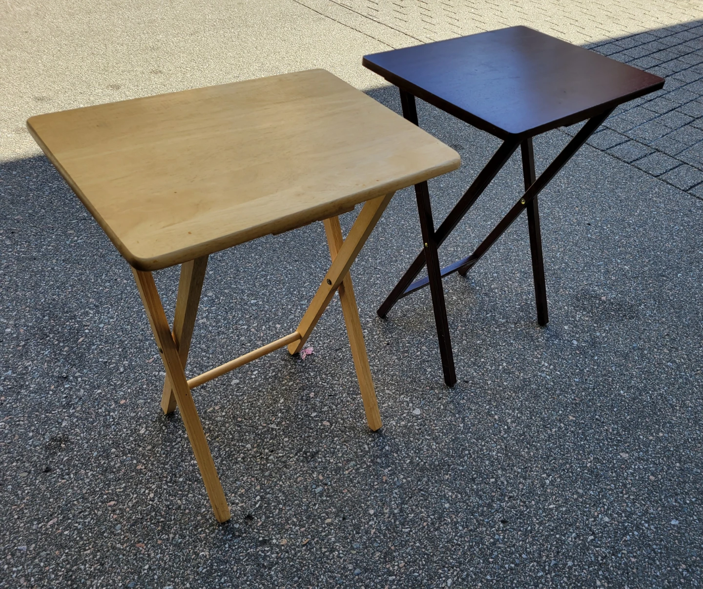 Set of 2 Wooden Folding TV Tray Tables / Snack Side Tables - photo 3