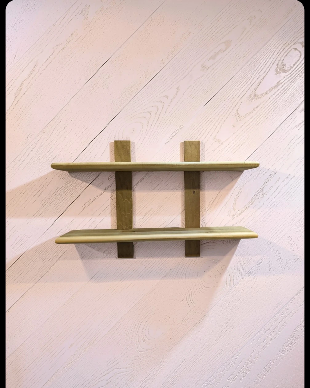 Wooden two-tier wall shelf - photo 3