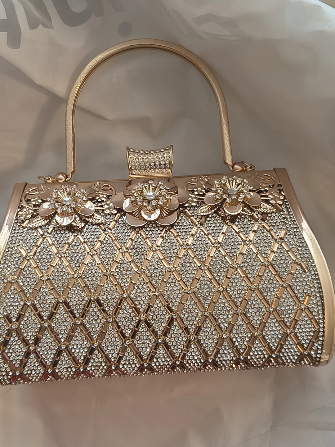 Gold Rhinestone Evening Clutch Bag