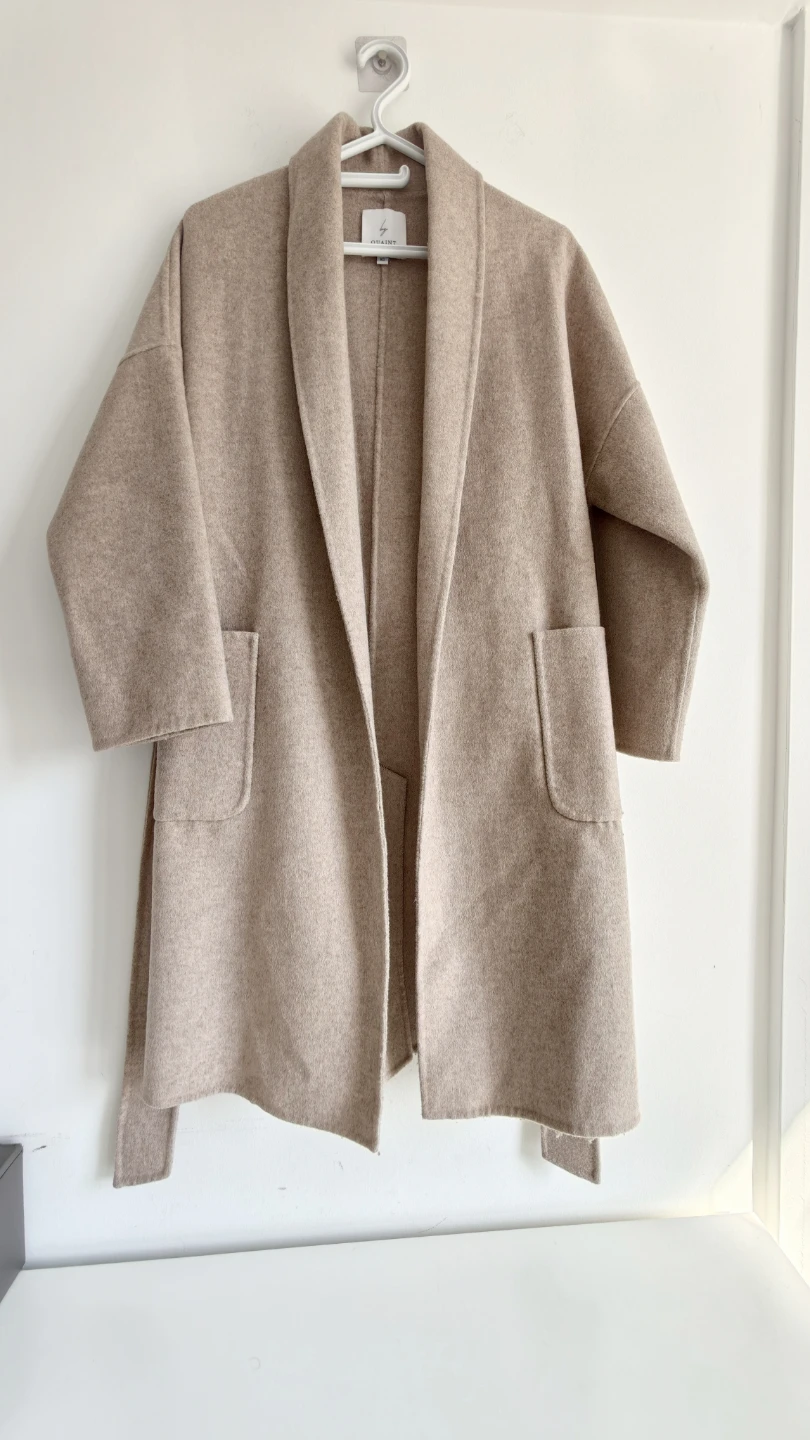 Quaint Beige Open Front Coat XS