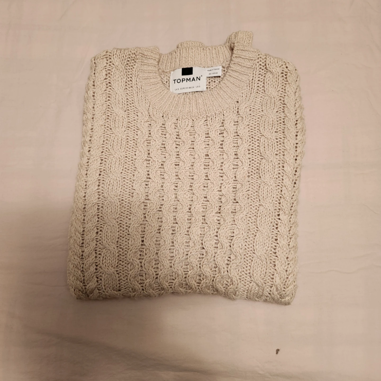 Topman Beige Cable Knit Sweater Size Small