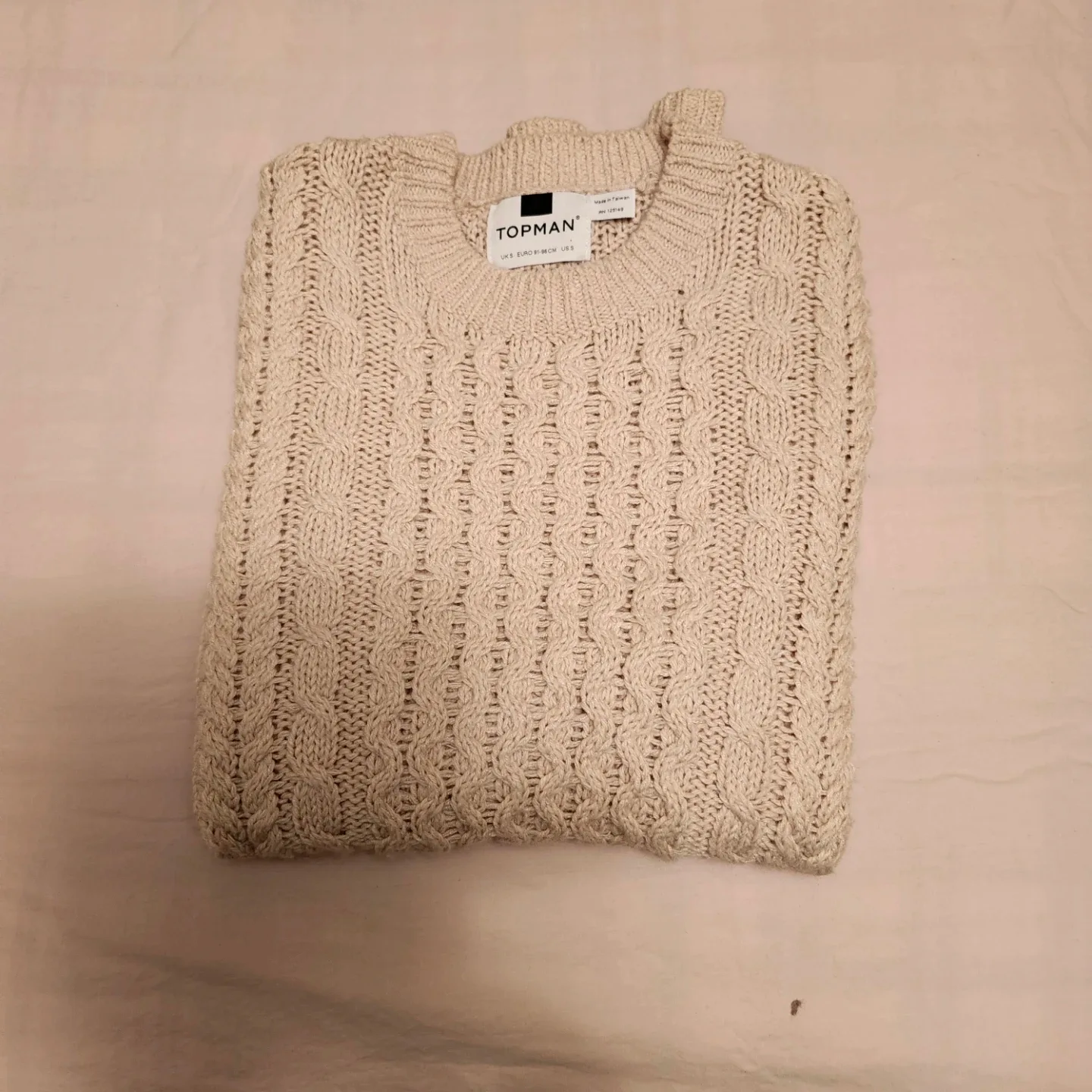 Topman Beige Cable Knit Sweater Size Small