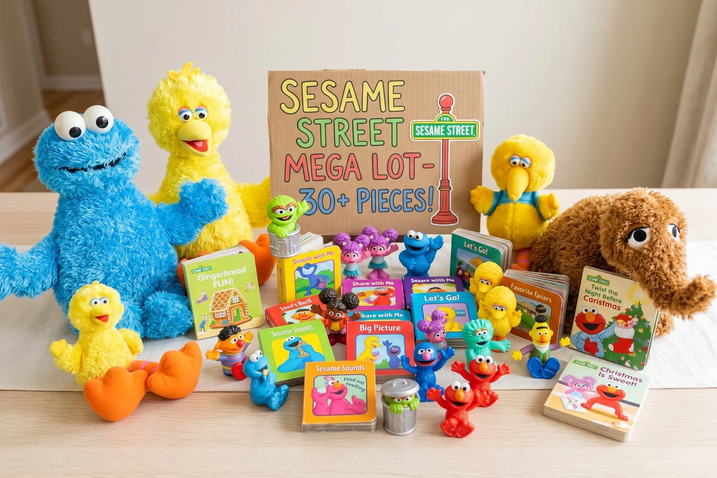 Sesame Street Plush Toys and Board Book Collection **LOT**