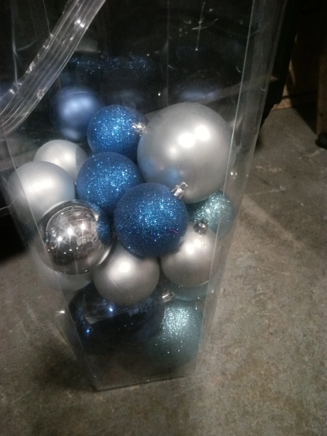 Set of Blue and Silver Christmas Baubles
